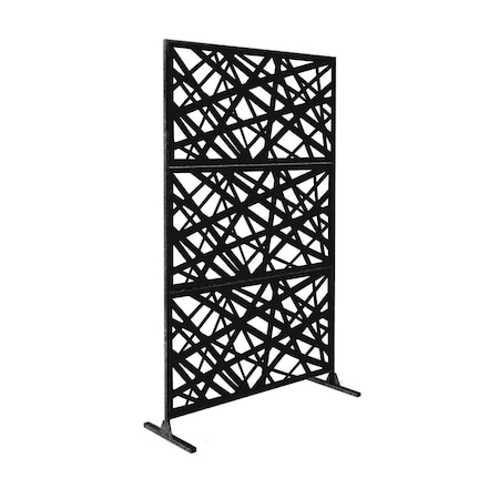 LaserCut Metal Privacy Fence, AlgebraStrike, Black, 48x72/Set